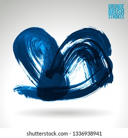 Blue brush stroke and texture. Grunge vector abstract hand - painted element. Underline and border design.