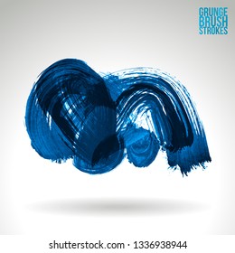 Blue brush stroke and texture. Grunge vector abstract hand - painted element. Underline and border design.