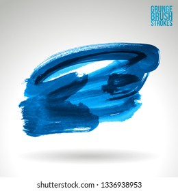 Blue brush stroke and texture. Grunge vector abstract hand - painted element. Underline and border design.