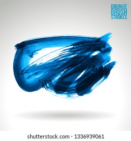 Blue brush stroke and texture. Grunge vector abstract hand - painted element. Underline and border design.