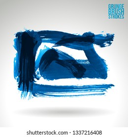 Blue brush stroke and texture. Grunge vector abstract hand - painted element. Underline and border design.