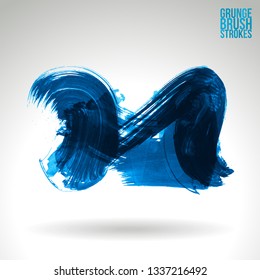 Blue brush stroke and texture. Grunge vector abstract hand - painted element. Underline and border design.