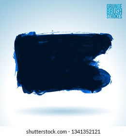 Blue brush stroke and texture. Grunge vector abstract hand - painted element. Underline and border design.