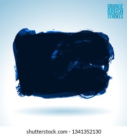 Blue brush stroke and texture. Grunge vector abstract hand - painted element. Underline and border design.