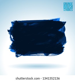 Blue brush stroke and texture. Grunge vector abstract hand - painted element. Underline and border design.