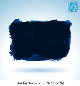 Blue brush stroke and texture. Grunge vector abstract hand - painted element. Underline and border design.