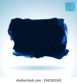 Blue brush stroke and texture. Grunge vector abstract hand - painted element. Underline and border design.