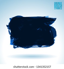 Blue brush stroke and texture. Grunge vector abstract hand - painted element. Underline and border design.
