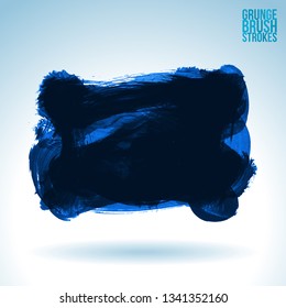Blue brush stroke and texture. Grunge vector abstract hand - painted element. Underline and border design.