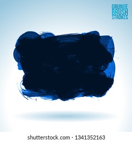 Blue brush stroke and texture. Grunge vector abstract hand - painted element. Underline and border design.