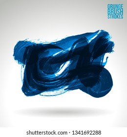 Blue brush stroke and texture. Grunge vector abstract hand - painted element. Underline and border design.