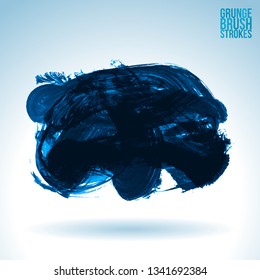 Blue brush stroke and texture. Grunge vector abstract hand - painted element. Underline and border design.