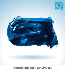 Blue brush stroke and texture. Grunge vector abstract hand - painted element. Underline and border design.