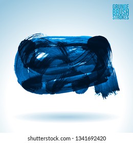 Blue brush stroke and texture. Grunge vector abstract hand - painted element. Underline and border design.