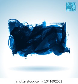 Blue brush stroke and texture. Grunge vector abstract hand - painted element. Underline and border design.