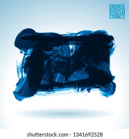 Blue brush stroke and texture. Grunge vector abstract hand - painted element. Underline and border design.