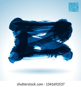 Blue brush stroke and texture. Grunge vector abstract hand - painted element. Underline and border design.