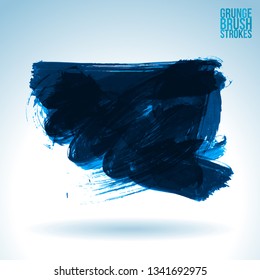 Blue brush stroke and texture. Grunge vector abstract hand - painted element. Underline and border design.