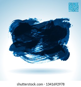 Blue brush stroke and texture. Grunge vector abstract hand - painted element. Underline and border design.