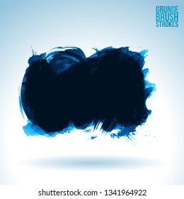 Blue brush stroke and texture. Grunge vector abstract hand - painted element. Underline and border design.