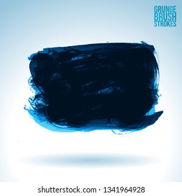 Blue brush stroke and texture. Grunge vector abstract hand - painted element. Underline and border design.