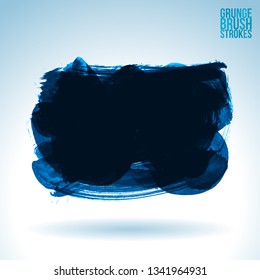 Blue brush stroke and texture. Grunge vector abstract hand - painted element. Underline and border design.