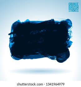 Blue brush stroke and texture. Grunge vector abstract hand - painted element. Underline and border design.