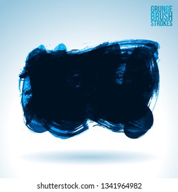 Blue brush stroke and texture. Grunge vector abstract hand - painted element. Underline and border design.