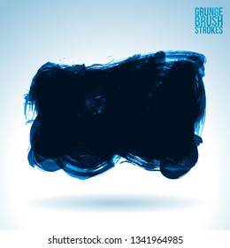 Blue brush stroke and texture. Grunge vector abstract hand - painted element. Underline and border design.