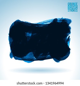 Blue brush stroke and texture. Grunge vector abstract hand - painted element. Underline and border design.