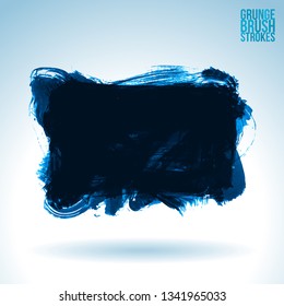 Blue brush stroke and texture. Grunge vector abstract hand - painted element. Underline and border design.