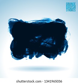 Blue brush stroke and texture. Grunge vector abstract hand - painted element. Underline and border design.