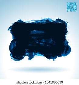 Blue brush stroke and texture. Grunge vector abstract hand - painted element. Underline and border design.