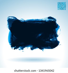 Blue brush stroke and texture. Grunge vector abstract hand - painted element. Underline and border design.