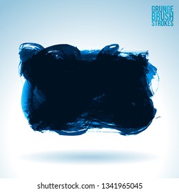 Blue brush stroke and texture. Grunge vector abstract hand - painted element. Underline and border design.