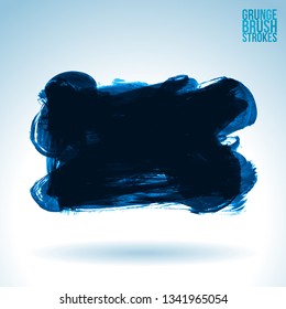 Blue brush stroke and texture. Grunge vector abstract hand - painted element. Underline and border design.