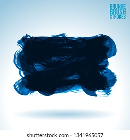 Blue brush stroke and texture. Grunge vector abstract hand - painted element. Underline and border design.