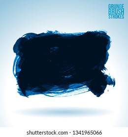 Blue brush stroke and texture. Grunge vector abstract hand - painted element. Underline and border design.