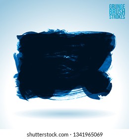 Blue brush stroke and texture. Grunge vector abstract hand - painted element. Underline and border design.