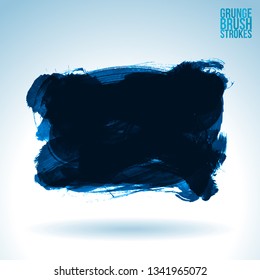 Blue brush stroke and texture. Grunge vector abstract hand - painted element. Underline and border design.