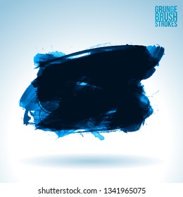 Blue brush stroke and texture. Grunge vector abstract hand - painted element. Underline and border design.