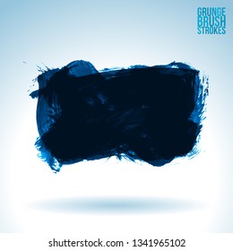 Blue brush stroke and texture. Grunge vector abstract hand - painted element. Underline and border design.