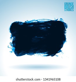 Blue brush stroke and texture. Grunge vector abstract hand - painted element. Underline and border design.