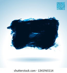 Blue brush stroke and texture. Grunge vector abstract hand - painted element. Underline and border design.