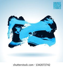 Blue brush stroke and texture. Grunge vector abstract hand - painted element. Underline and border design.