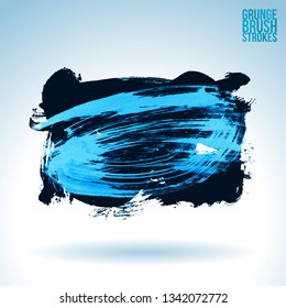 Blue brush stroke and texture. Grunge vector abstract hand - painted element. Underline and border design.