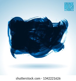 Blue brush stroke and texture. Grunge vector abstract hand - painted element. Underline and border design.