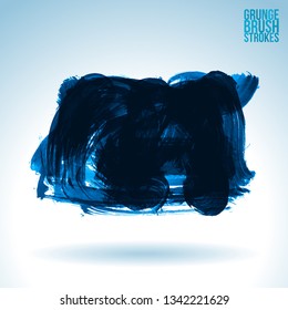 Blue brush stroke and texture. Grunge vector abstract hand - painted element. Underline and border design.