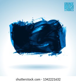 Blue brush stroke and texture. Grunge vector abstract hand - painted element. Underline and border design.