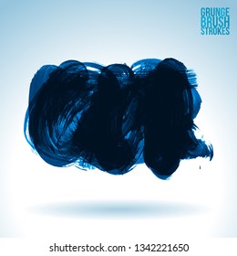 Blue brush stroke and texture. Grunge vector abstract hand - painted element. Underline and border design.